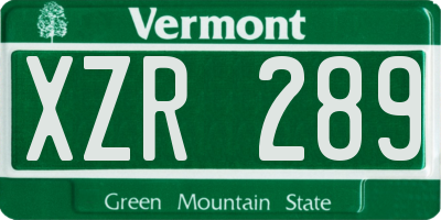 VT license plate XZR289