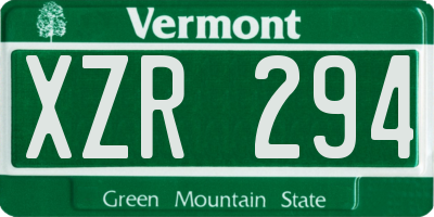 VT license plate XZR294
