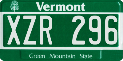 VT license plate XZR296