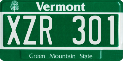 VT license plate XZR301
