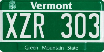 VT license plate XZR303