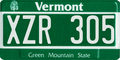 VT license plate XZR305