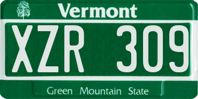 VT license plate XZR309