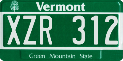 VT license plate XZR312