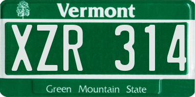 VT license plate XZR314