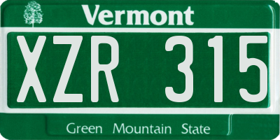 VT license plate XZR315