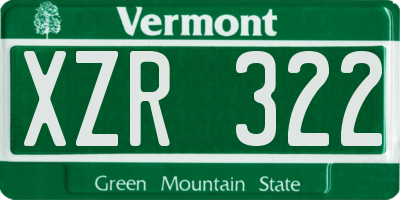 VT license plate XZR322