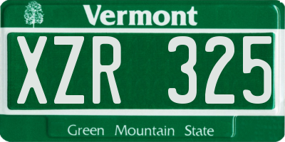 VT license plate XZR325