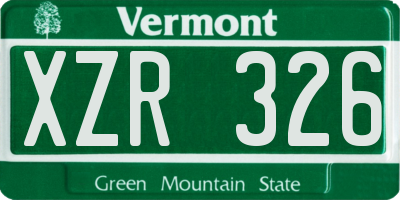 VT license plate XZR326