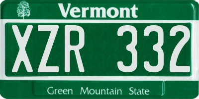 VT license plate XZR332