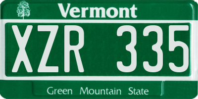 VT license plate XZR335
