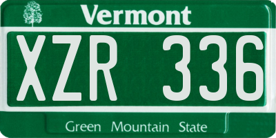 VT license plate XZR336