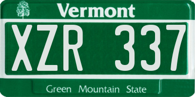 VT license plate XZR337