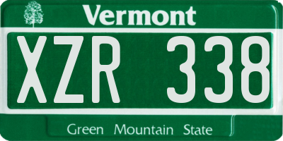 VT license plate XZR338