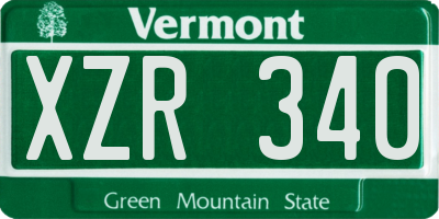 VT license plate XZR340