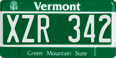 VT license plate XZR342