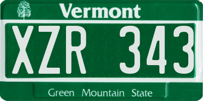 VT license plate XZR343
