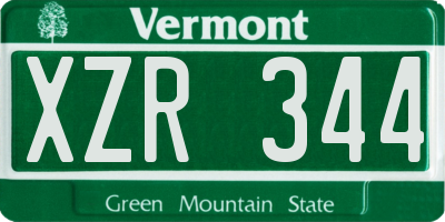 VT license plate XZR344
