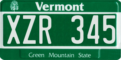 VT license plate XZR345