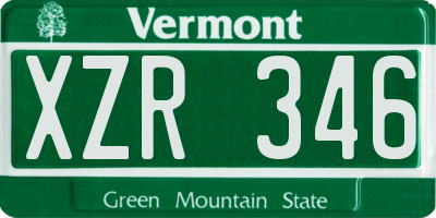 VT license plate XZR346