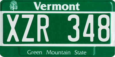 VT license plate XZR348
