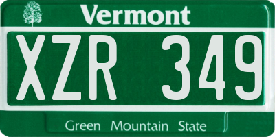 VT license plate XZR349