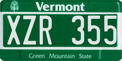VT license plate XZR355