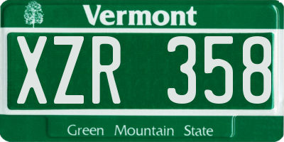 VT license plate XZR358
