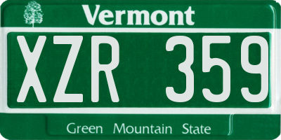 VT license plate XZR359
