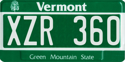 VT license plate XZR360