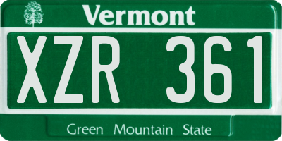 VT license plate XZR361