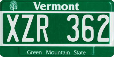 VT license plate XZR362