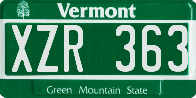 VT license plate XZR363