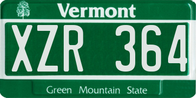 VT license plate XZR364