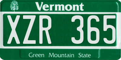 VT license plate XZR365