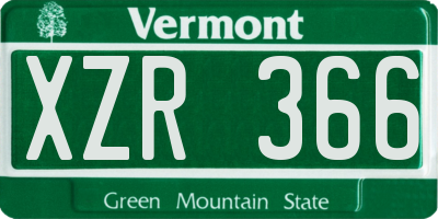VT license plate XZR366