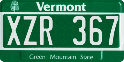 VT license plate XZR367