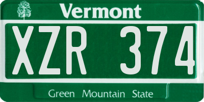 VT license plate XZR374