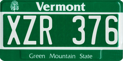 VT license plate XZR376