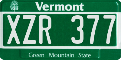 VT license plate XZR377