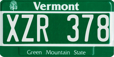 VT license plate XZR378