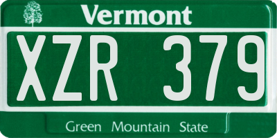 VT license plate XZR379