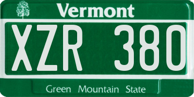 VT license plate XZR380