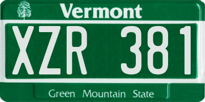 VT license plate XZR381