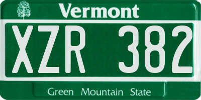 VT license plate XZR382