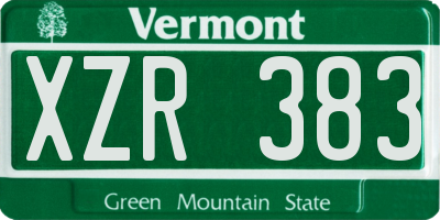 VT license plate XZR383