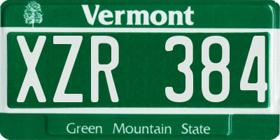 VT license plate XZR384