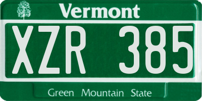 VT license plate XZR385