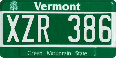 VT license plate XZR386