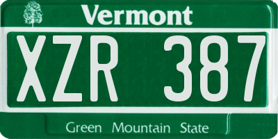 VT license plate XZR387